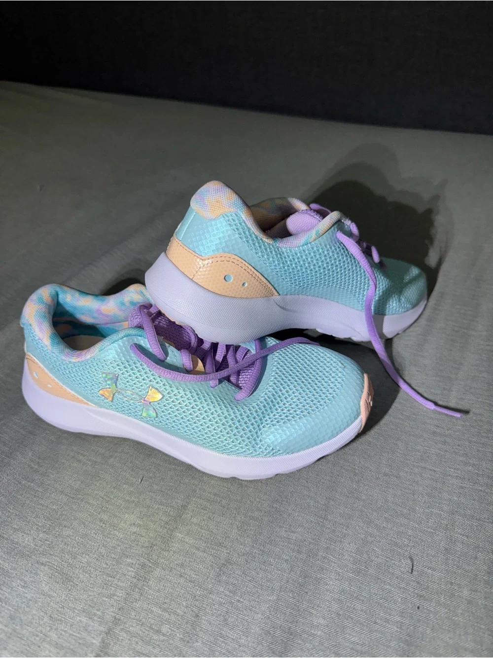 Under Armour Kids (Girl)Mesh Sneakers in Aqua, Lavender & Peach